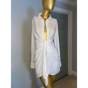 Choosy - White Long Sleeve Shirt Dress